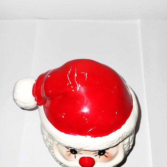 RARE Enesco Santa Cookie Jar 1980s | Glazed Porcelain | Hand-Painted | 10" Tall - Picture 12 of 14